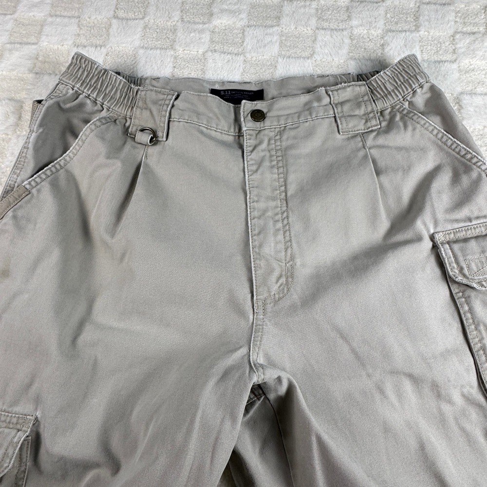 5.11 Tactical Series Mens Cargo Pants Beige Outdoor Workwear Elastic Waist - Picture 6 of 16